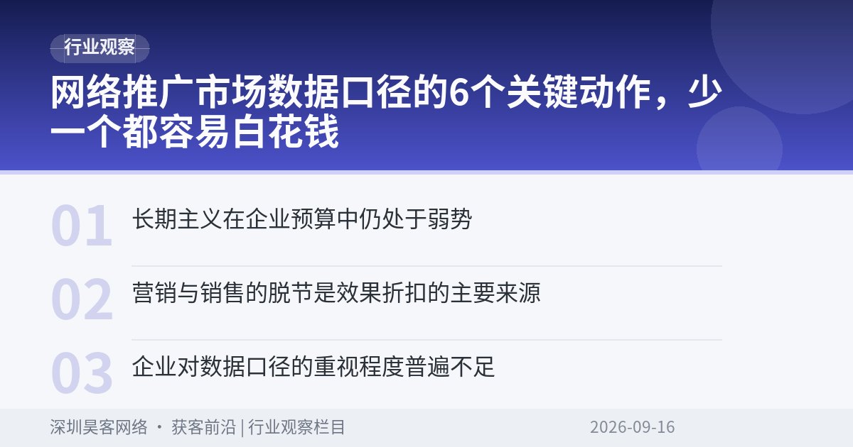 网络推广市场数据口径的6个关键动作，少一个都容易白花钱