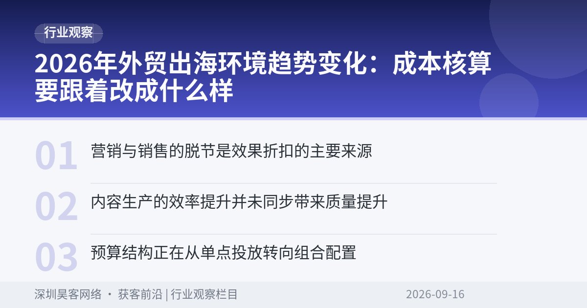 2026年外贸出海环境趋势变化：成本核算要跟着改成什么样