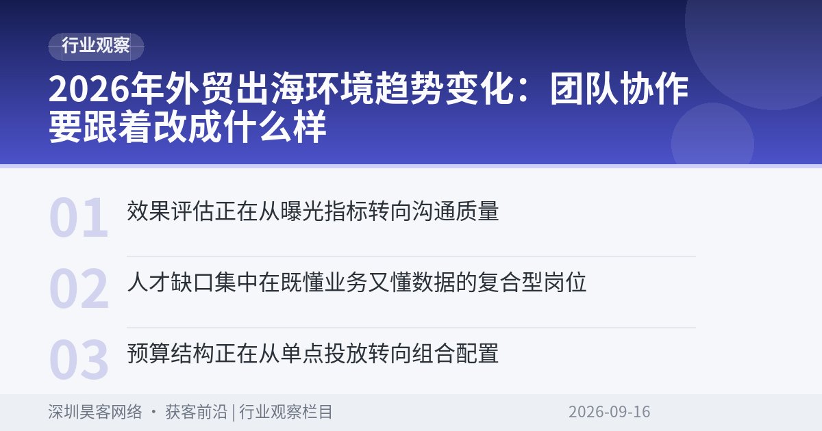 2026年外贸出海环境趋势变化：团队协作要跟着改成什么样