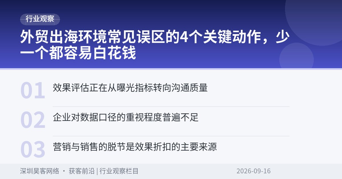 外贸出海环境常见误区的4个关键动作,少一个都容易白花钱