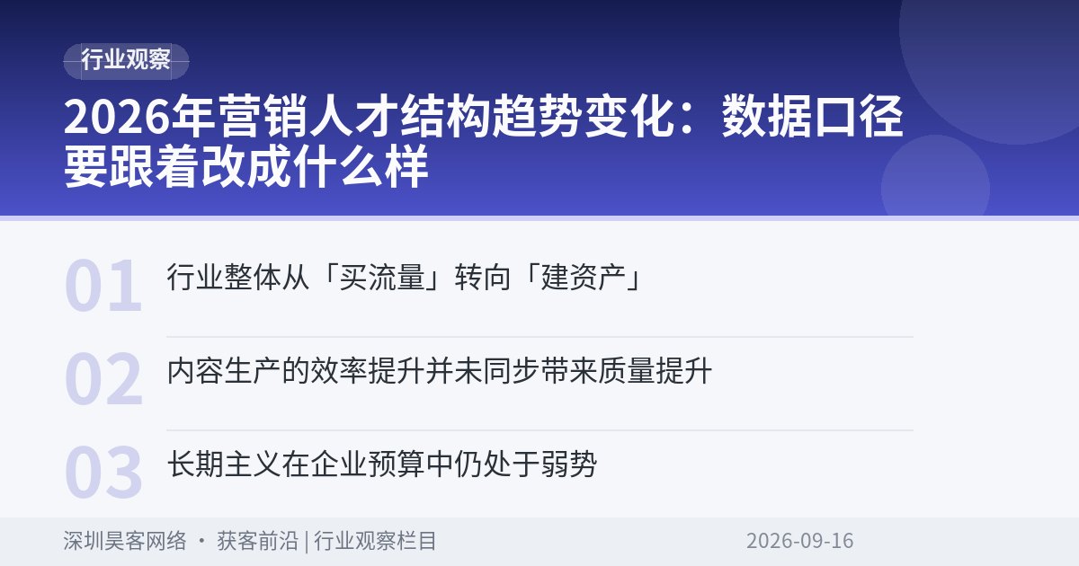2026年营销人才结构趋势变化:数据口径要跟着改成什么样
