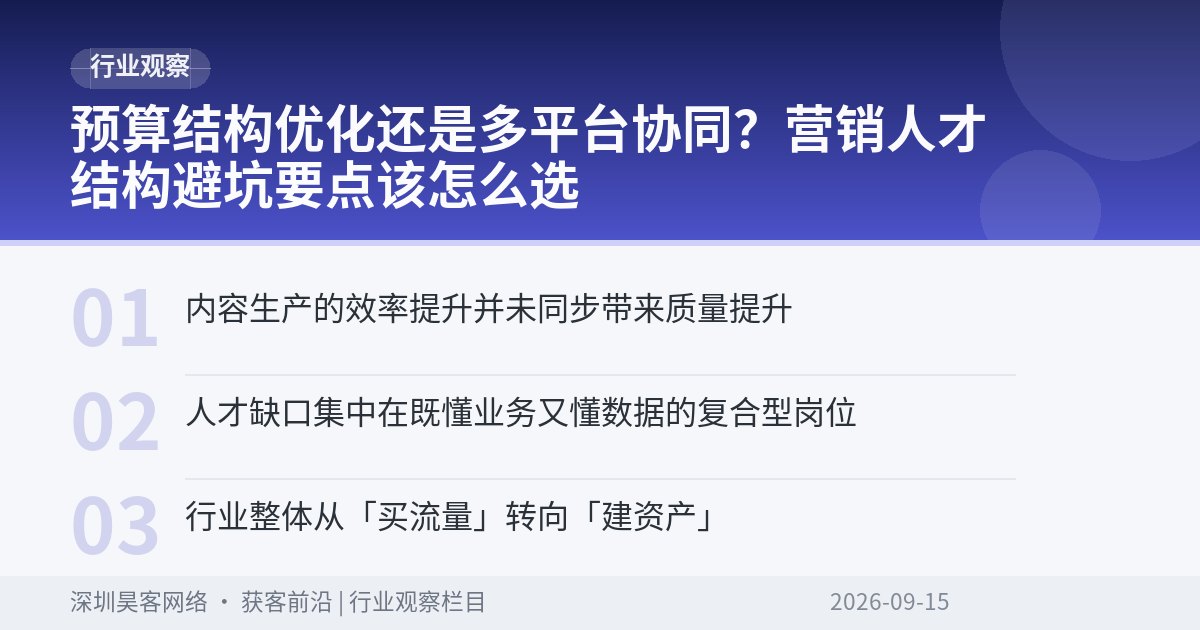 预算结构优化还是多平台协同？营销人才结构避坑要点该怎么选