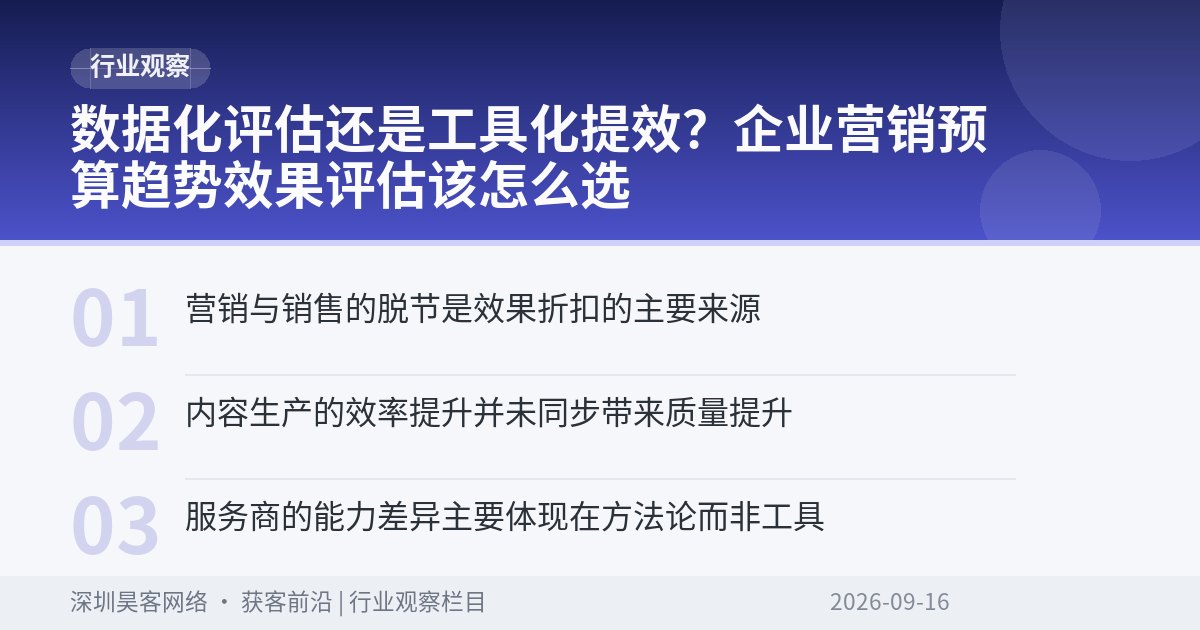 数据化评估还是工具化提效?企业营销预算趋势效果评估该怎么选
