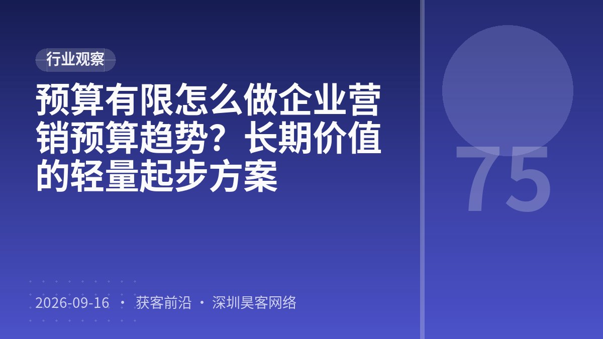 预算有限怎么做企业营销预算趋势？长期价值的轻量起步方案