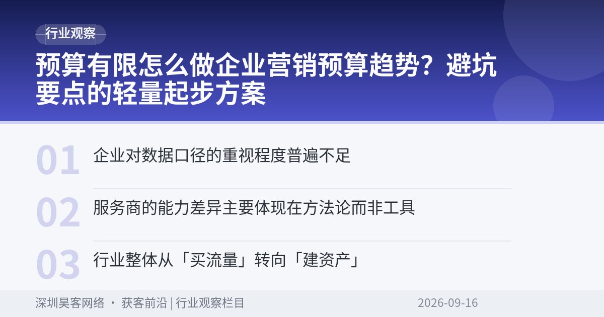 预算有限怎么做企业营销预算趋势？避坑要点的轻量起步方案