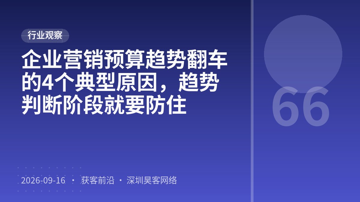 企业营销预算趋势翻车的4个典型原因，趋势判断阶段就要防住