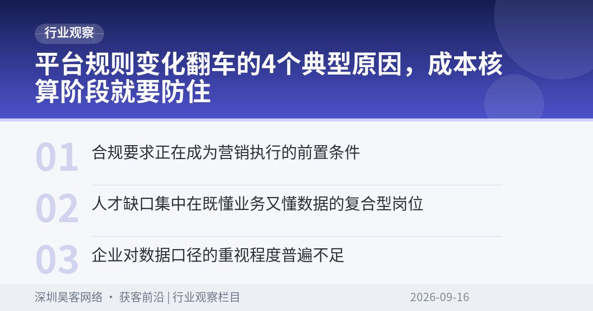 平台规则变化翻车的4个典型原因，成本核算阶段就要防住