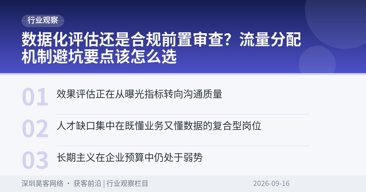 数据化评估还是合规前置审查？流量分配机制避坑要点该怎么选