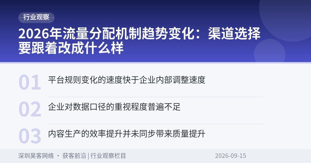 2026年流量分配机制趋势变化：渠道选择要跟着改成什么样