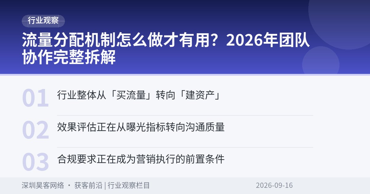 流量分配机制怎么做才有用？2026年团队协作完整拆解