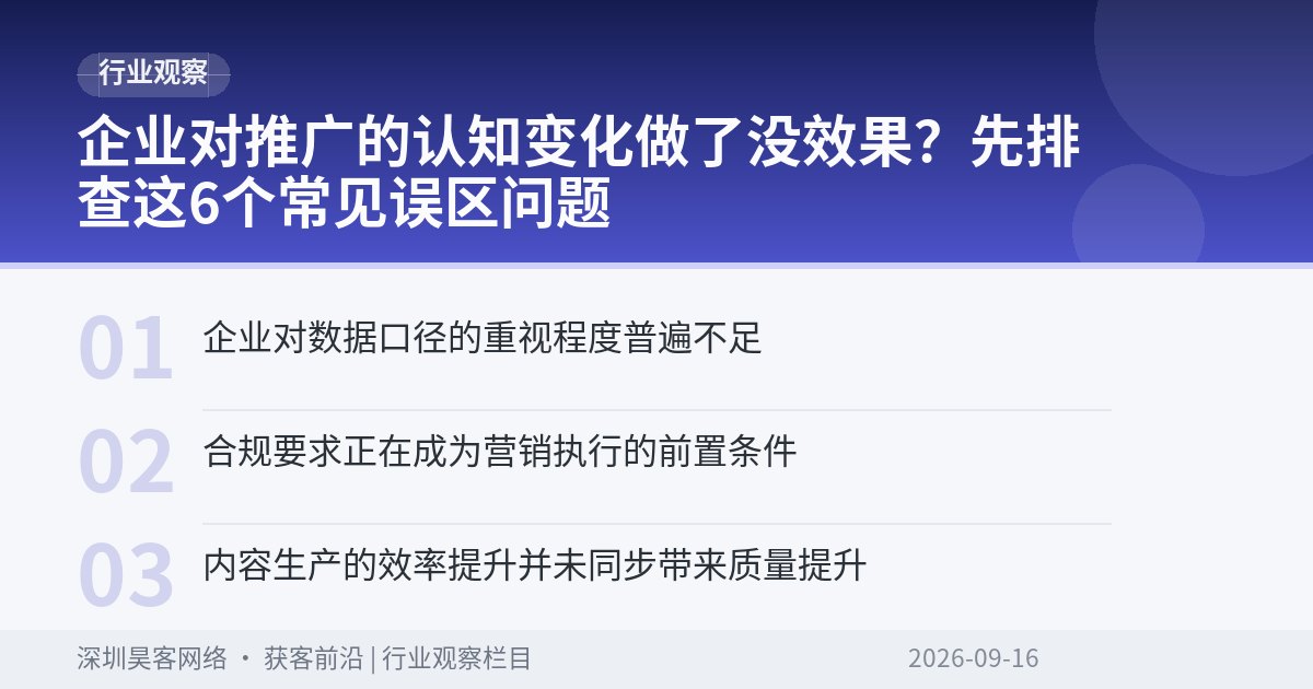 企业对推广的认知变化做了没效果?先排查这6个常见误区问题