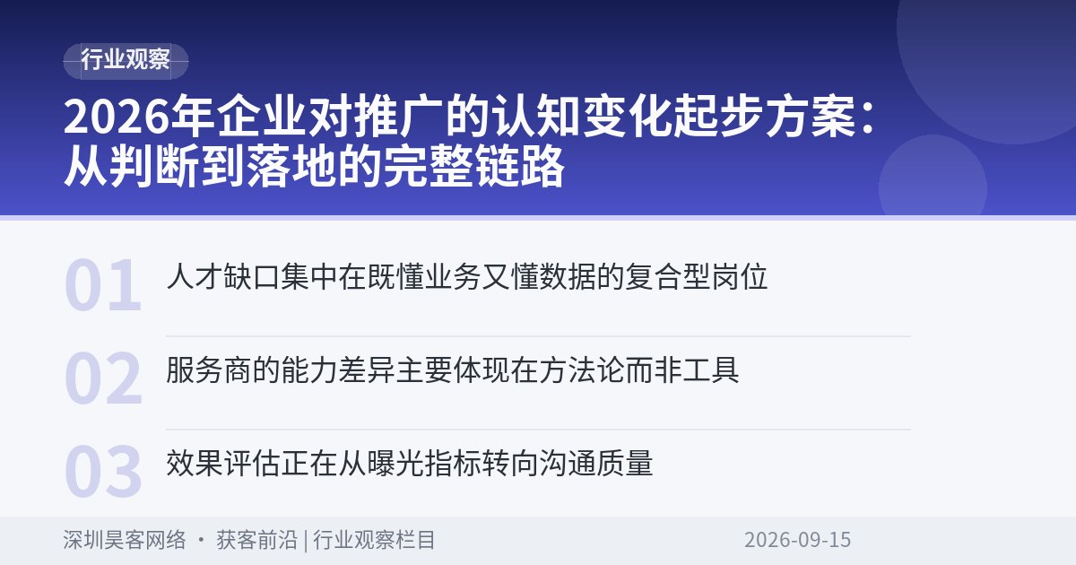 2026年企业对推广的认知变化起步方案：从判断到落地的完整链路