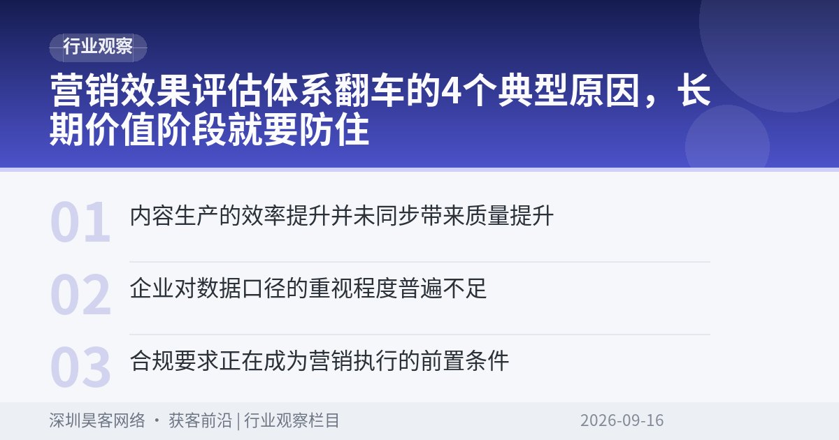 营销效果评估体系翻车的4个典型原因，长期价值阶段就要防住