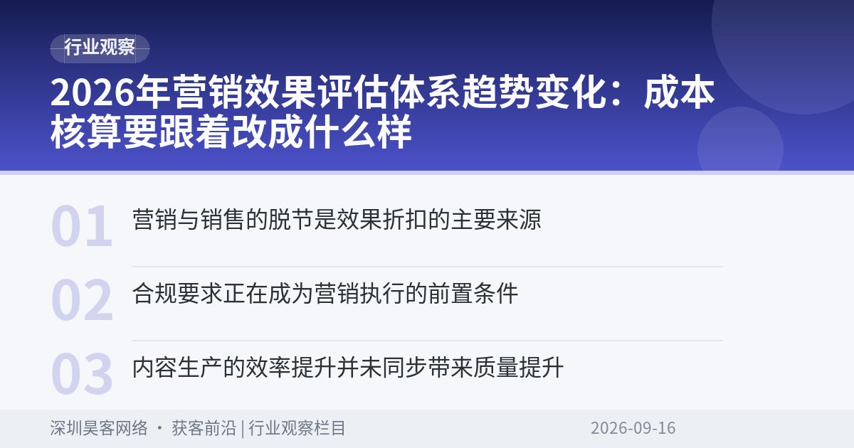 2026年营销效果评估体系趋势变化：成本核算要跟着改成什么样