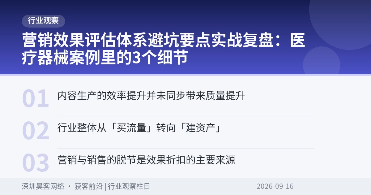 营销效果评估体系避坑要点实战复盘:医疗器械案例里的3个细节