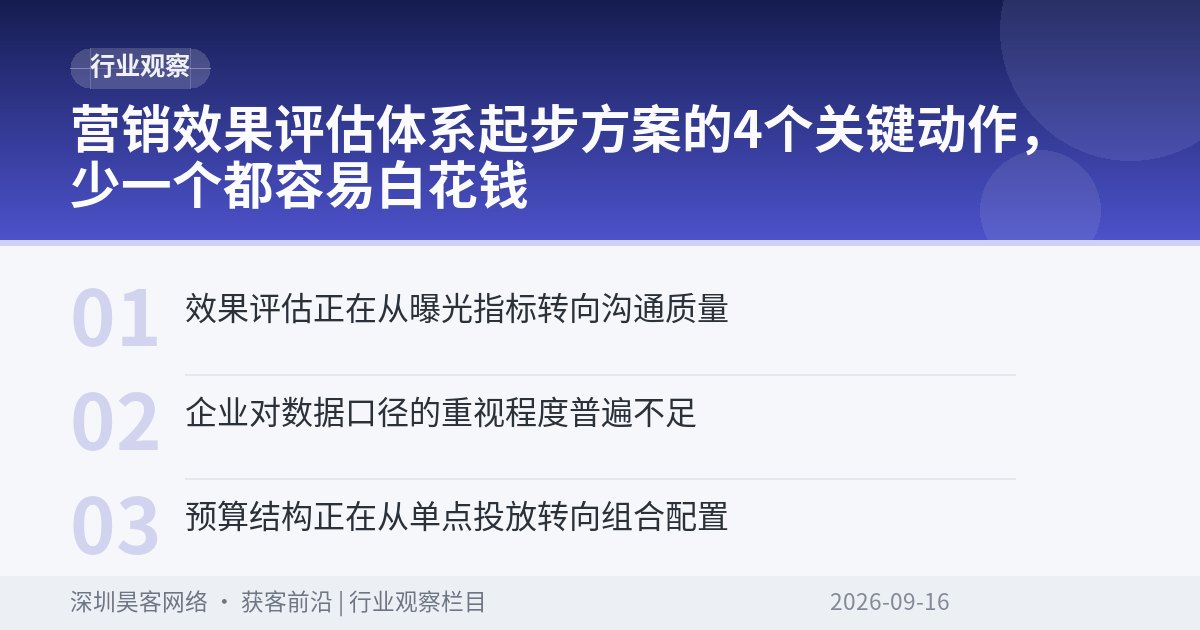 营销效果评估体系起步方案的4个关键动作，少一个都容易白花钱