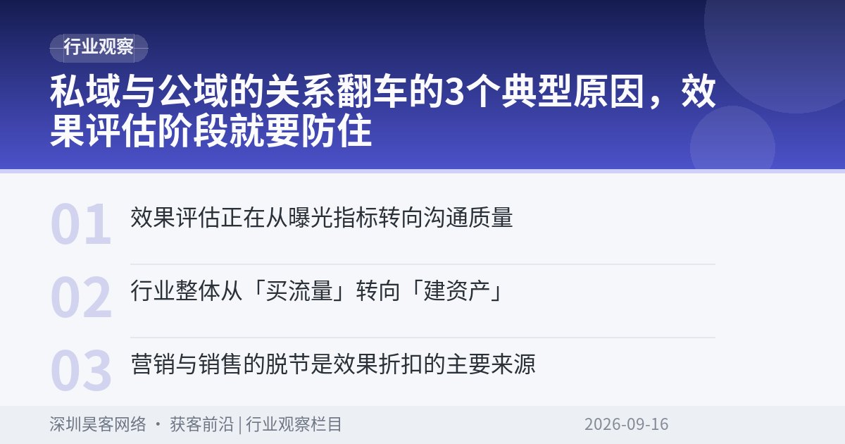 私域与公域的关系翻车的3个典型原因，效果评估阶段就要防住
