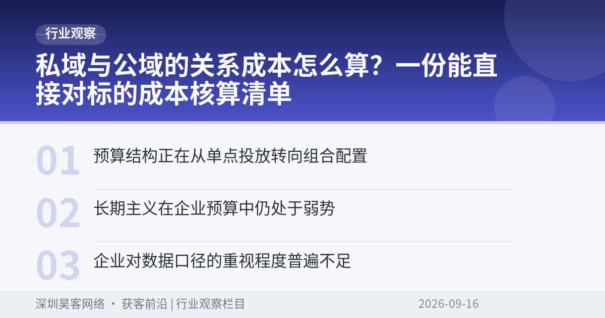 私域与公域的关系成本怎么算？一份能直接对标的成本核算清单