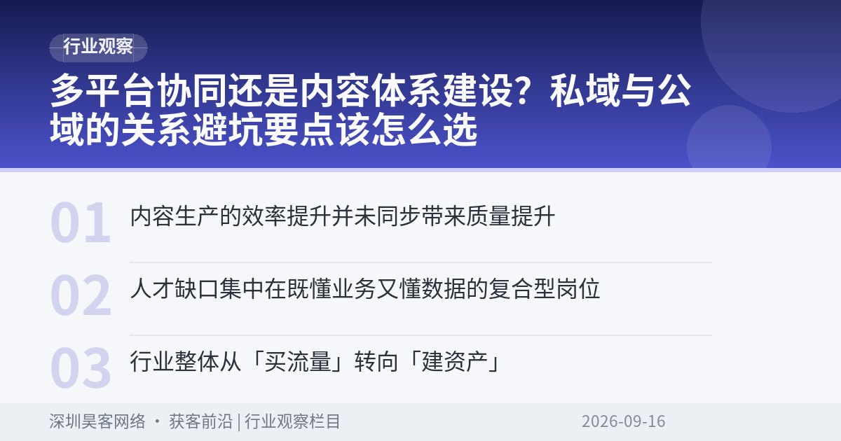 多平台协同还是内容体系建设?私域与公域的关系避坑要点该怎么选