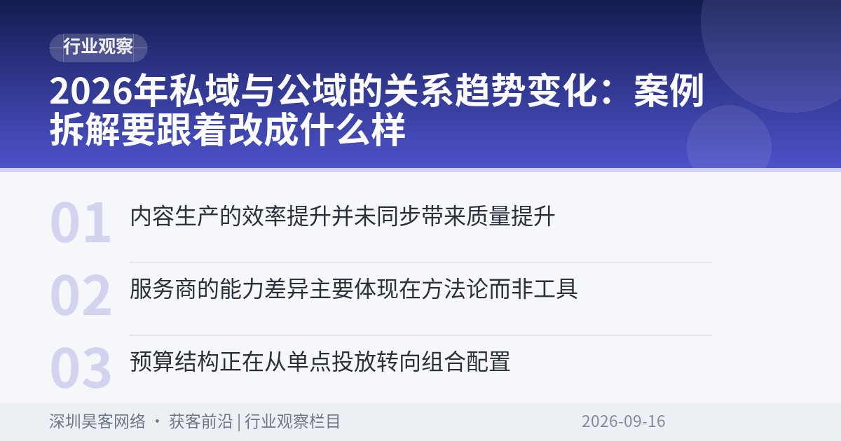 2026年私域与公域的关系趋势变化：案例拆解要跟着改成什么样