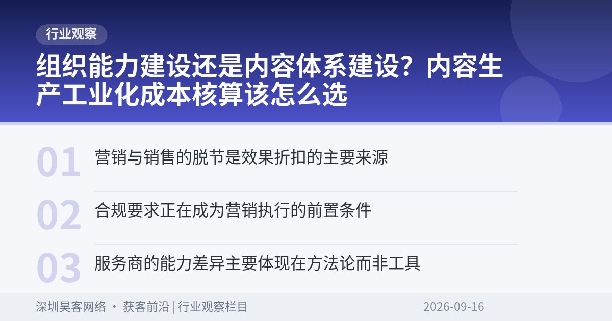 组织能力建设还是内容体系建设？内容生产工业化成本核算该怎么选