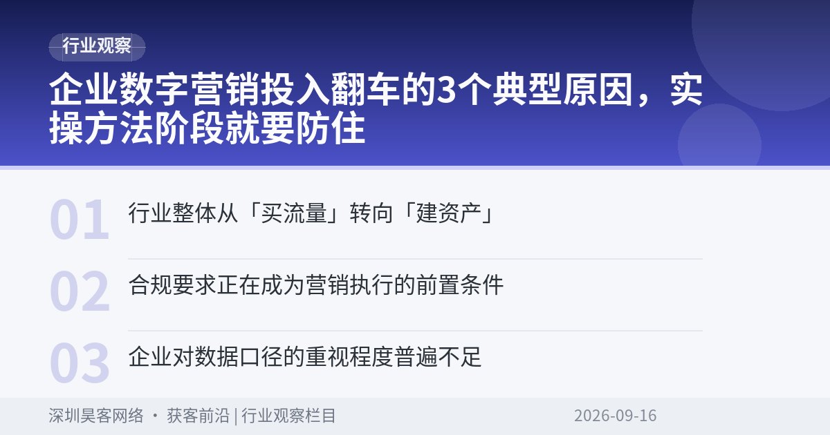 企业数字营销投入翻车的3个典型原因，实操方法阶段就要防住