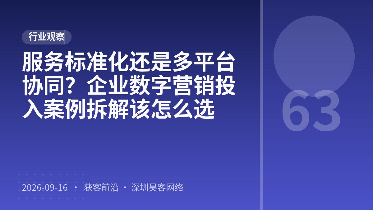 服务标准化还是多平台协同？企业数字营销投入案例拆解该怎么选