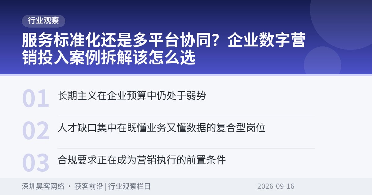 服务标准化还是多平台协同？企业数字营销投入案例拆解该怎么选