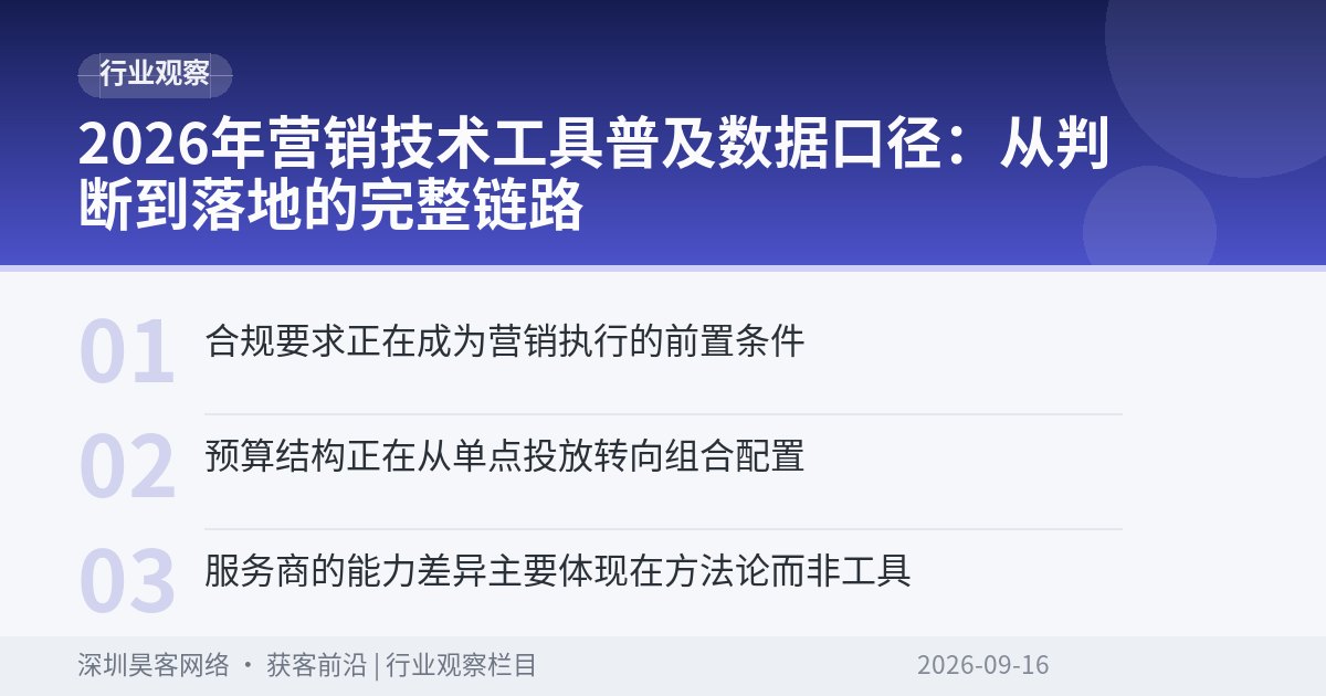 2026年营销技术工具普及数据口径:从判断到落地的完整链路