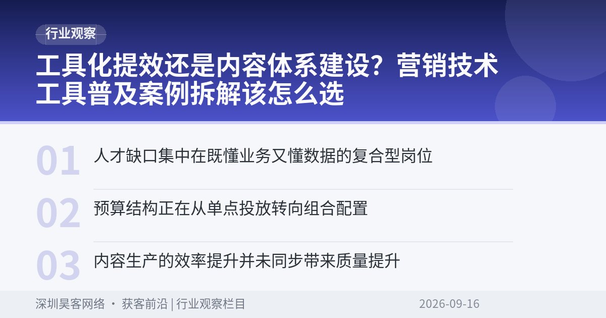 工具化提效还是内容体系建设？营销技术工具普及案例拆解该怎么选