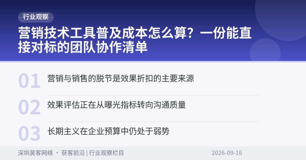 营销技术工具普及成本怎么算？一份能直接对标的团队协作清单