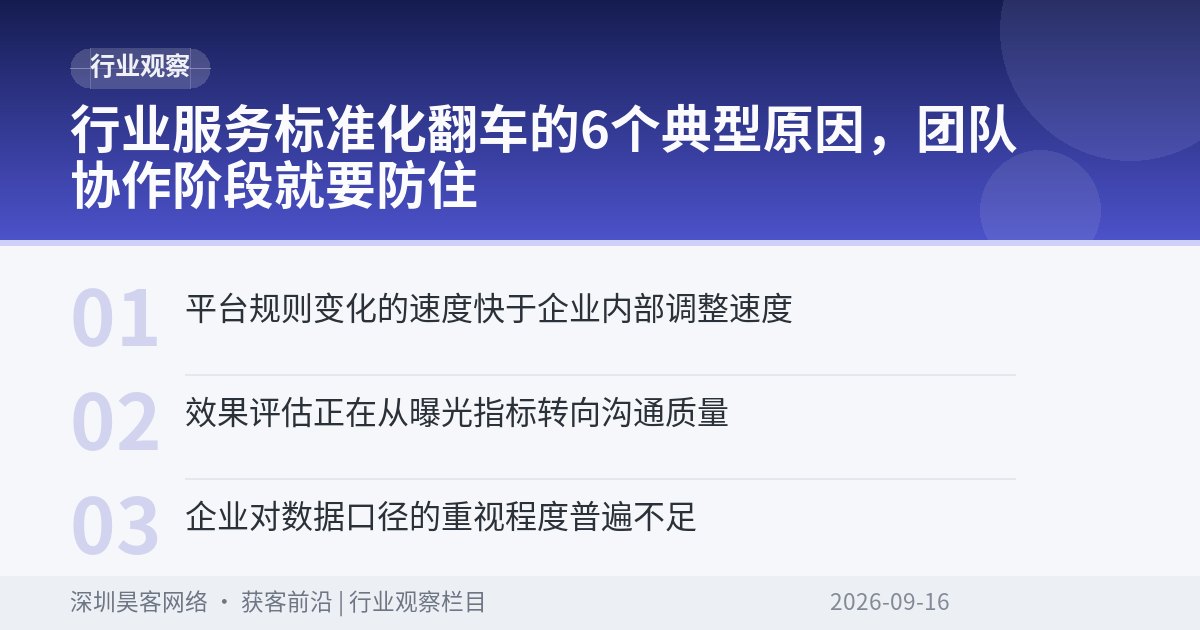 行业服务标准化翻车的6个典型原因,团队协作阶段就要防住