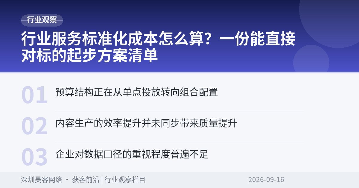 行业服务标准化成本怎么算？一份能直接对标的起步方案清单