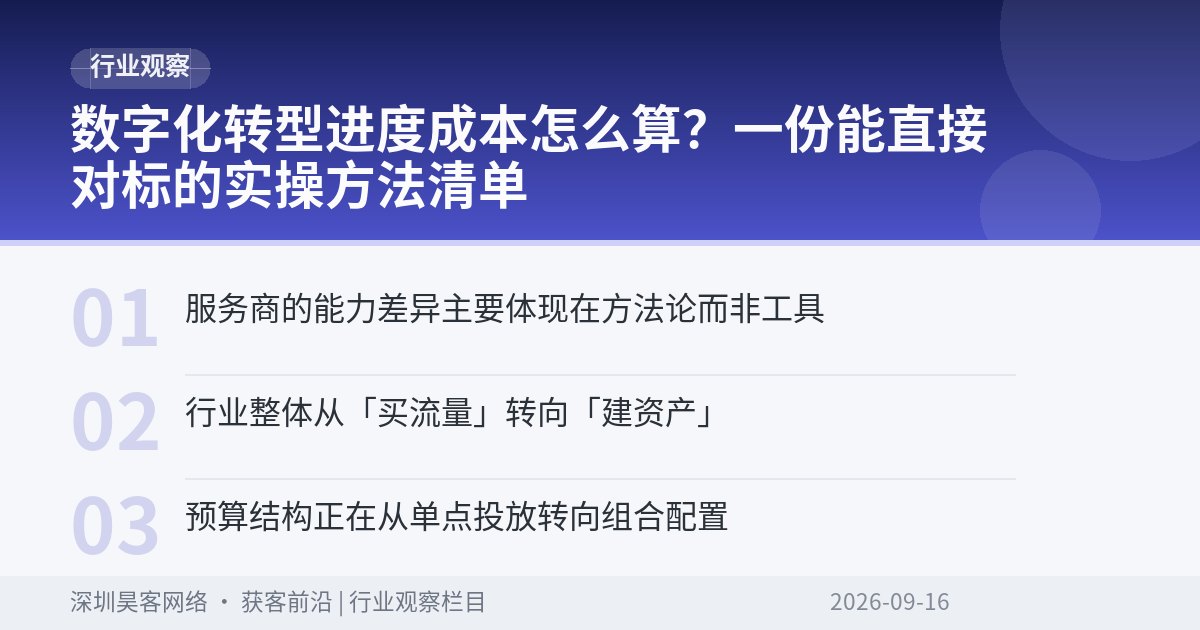 数字化转型进度成本怎么算？一份能直接对标的实操方法清单