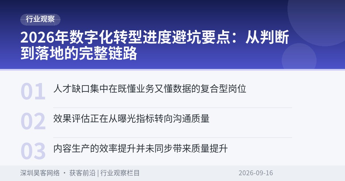 2026年数字化转型进度避坑要点：从判断到落地的完整链路