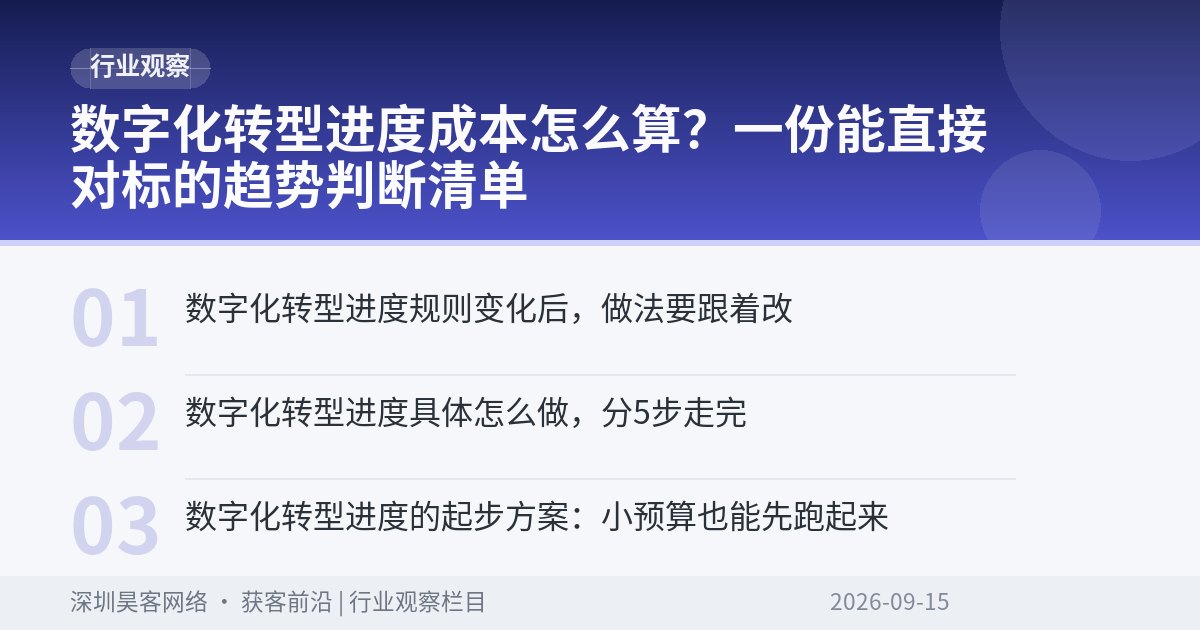 数字化转型进度成本怎么算？一份能直接对标的趋势判断清单