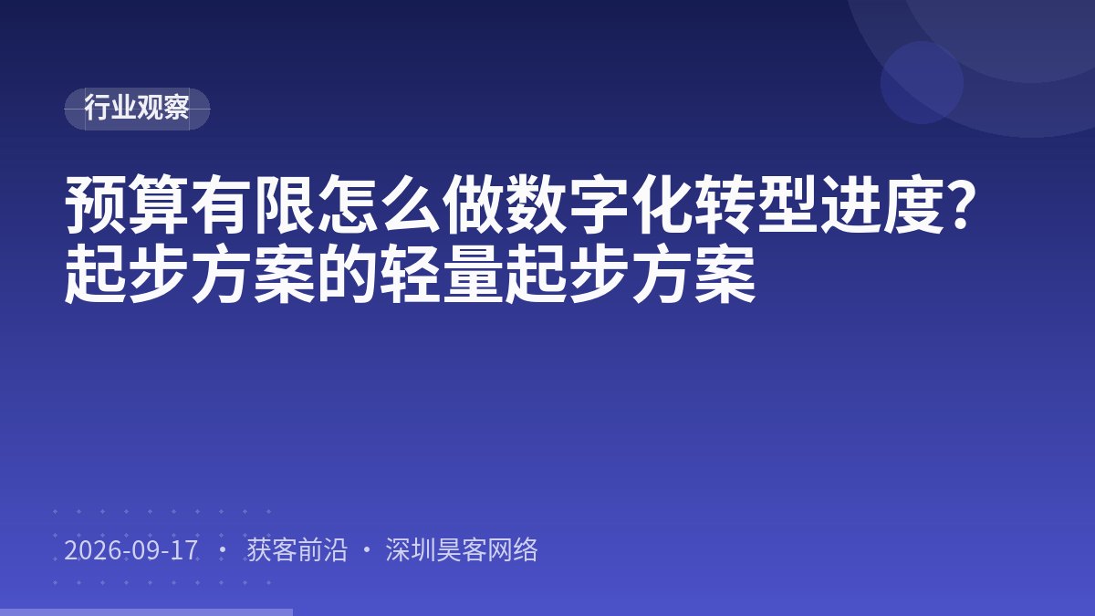 预算有限怎么做数字化转型进度?起步方案的轻量起步方案