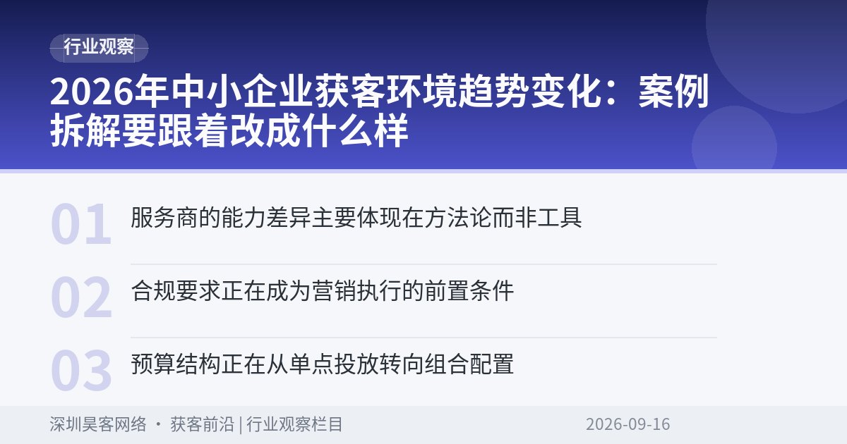 2026年中小企业获客环境趋势变化：案例拆解要跟着改成什么样