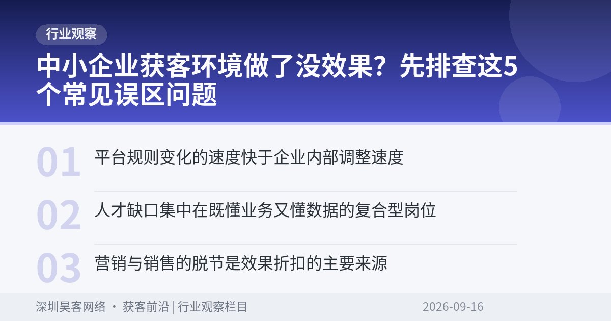 中小企业获客环境做了没效果？先排查这5个常见误区问题