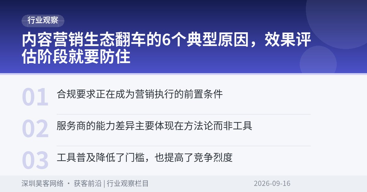 内容营销生态翻车的6个典型原因，效果评估阶段就要防住