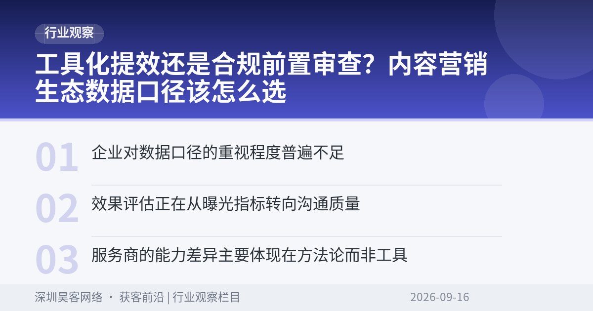 工具化提效还是合规前置审查？内容营销生态数据口径该怎么选