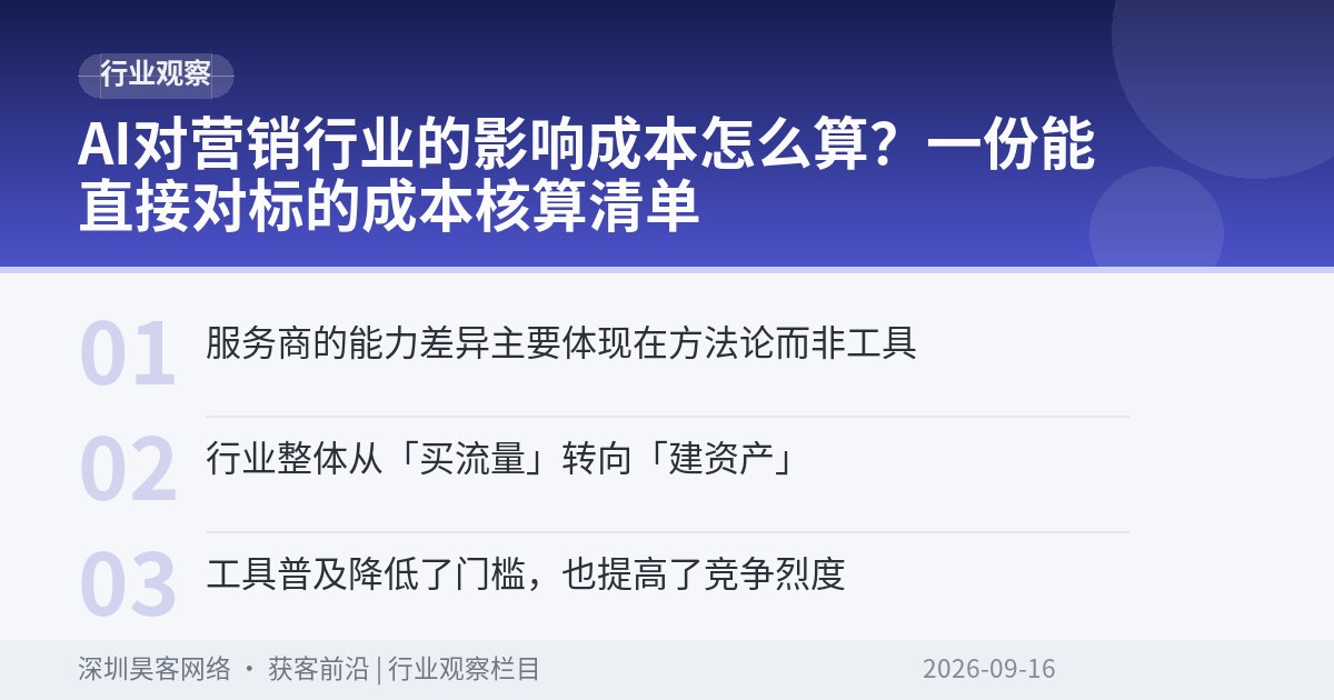 AI对营销行业的影响成本怎么算？一份能直接对标的成本核算清单