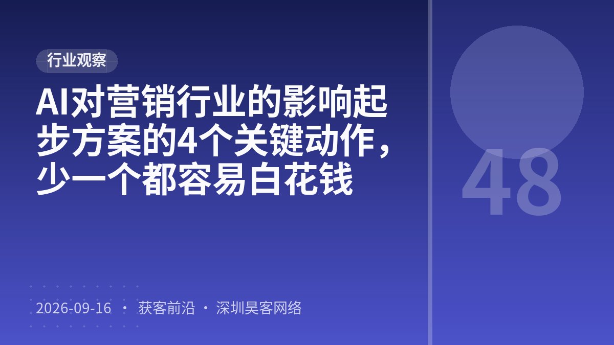 AI对营销行业的影响起步方案的4个关键动作，少一个都容易白花钱