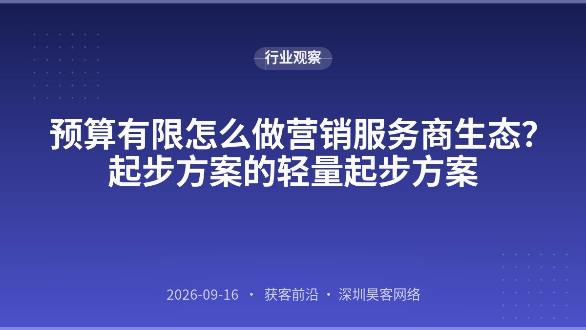 预算有限怎么做营销服务商生态？起步方案的轻量起步方案