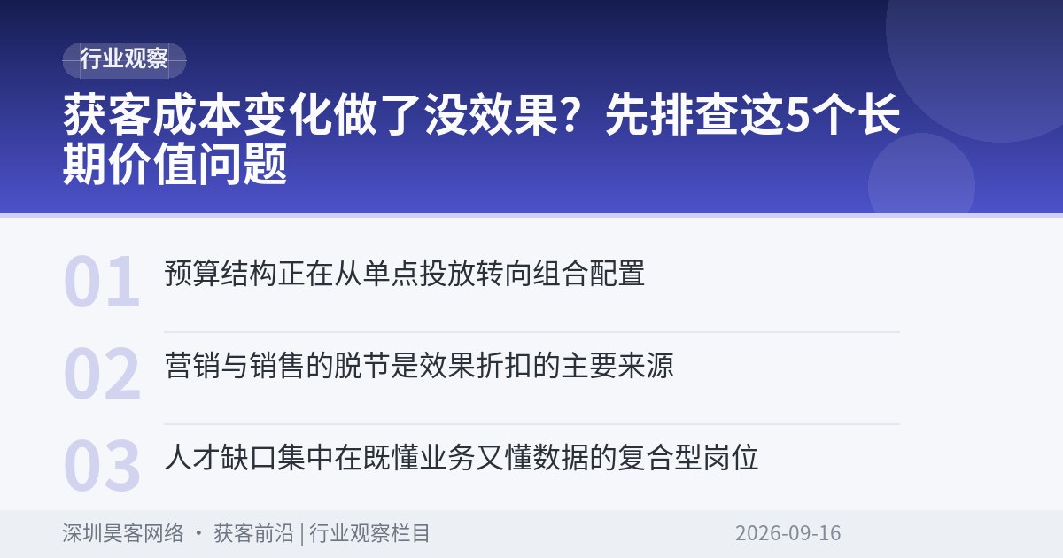 获客成本变化做了没效果?先排查这5个长期价值问题