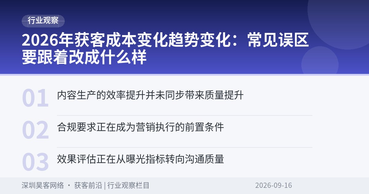 2026年获客成本变化趋势变化:常见误区要跟着改成什么样