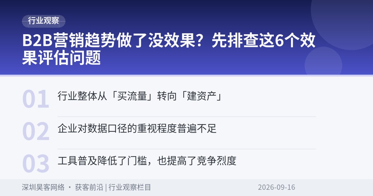 B2B营销趋势做了没效果?先排查这6个效果评估问题