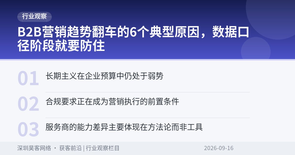 B2B营销趋势翻车的6个典型原因，数据口径阶段就要防住