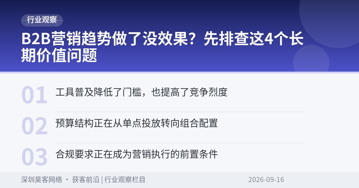 B2B营销趋势做了没效果？先排查这4个长期价值问题