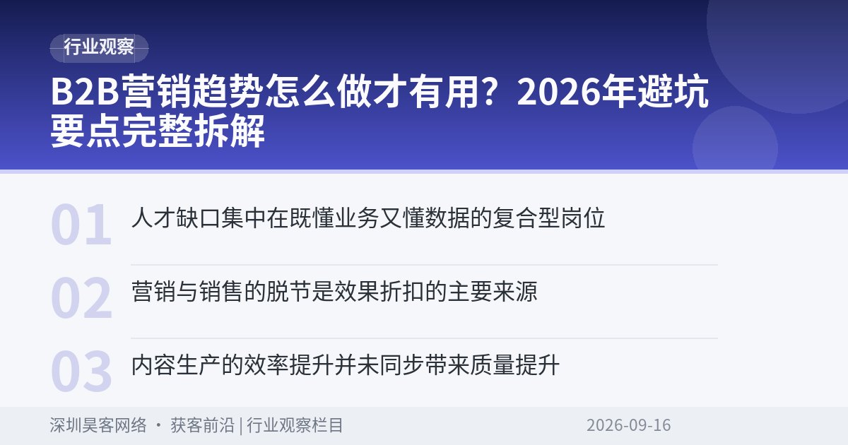 B2B营销趋势怎么做才有用？2026年避坑要点完整拆解